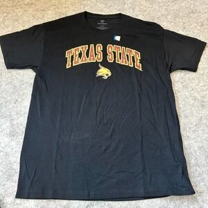Texas State University Bobcats Men's LARGE Short Sleeve Black T-Shirt TX State